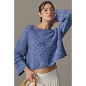 NWT Size XS- Anthropologie Pilcro Textured Boat-Neck Sweater Purple (NWT US$118)